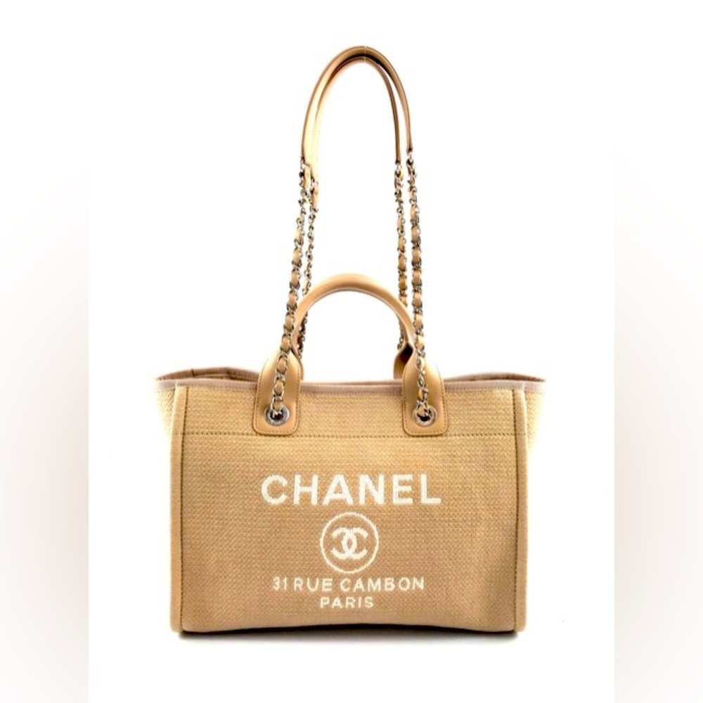 Chanel Small Deauville Tote Beige Authentic